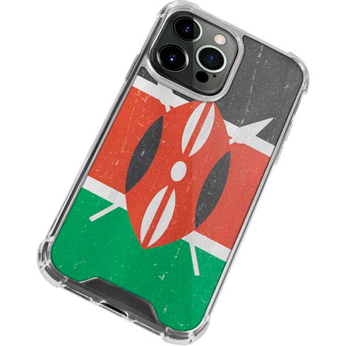 Kenya Flag Distressed iPhone 14 Pro Max Clear Case